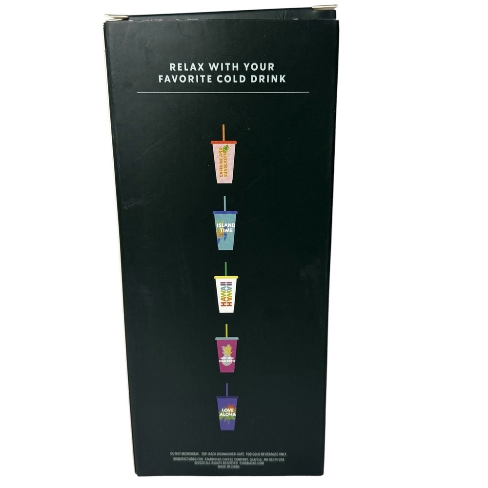 Stabucks Hawaii 2020 Collection 5 Set Reusable Cold Cup Tumblers 24oz With Straw - Picture 3 of 4